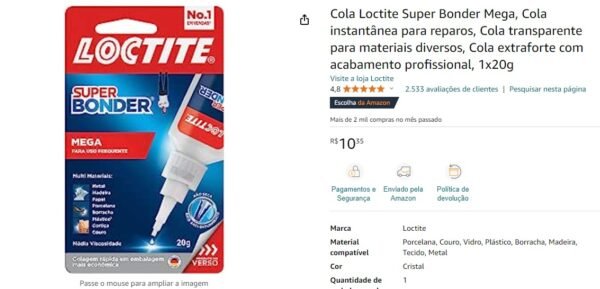 Cola Loctite Super Bonder Mega, Cola instantânea para reparos
